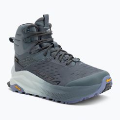 Buty trekkingowe damskie Altra Olympus 6 Hike Mid GTX. Niebieskie obuwie sportowe damskie Altra, bez wzorów, trekkingowe. Za 899.99 zł.