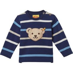 Bluza w kolorze niebiesko-białym. Niebieskie bluzy dla niemowląt Steiff, z aplikacjami, bez ramiączek, bez kaptura. W wyprzedaży za 58.95 zł.