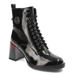 Czarne Botki Filippo Eleganckie Obuwie Damskie Na Obcasie. Czarne kozaki damskie Filippo, z lakierowanej skóry, bez obcasa, na obcasie. Za 269.00 zł.
