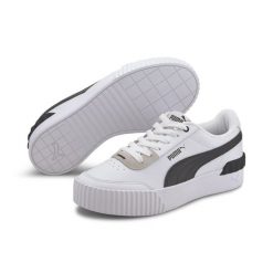 Puma Carina Lift - Białe Buty Sportowe Damskie. Białe obuwie sportowe damskie Puma, bez wzorów, z materiału, trekkingowe. Za 189.99 zł.