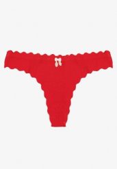 Czerwone Prążkowane Majtki Stringi z Bawełny Ilweda. Czerwone stringi damskie Renee, l, bez wzorów, z bawełny. Za 4.99 zł.