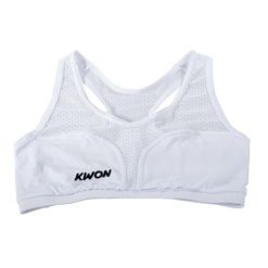 Damski biustonosz chroniący klatkę piersiową Kwon Cool Guard Top. Białe biustonosze KWON, bez wzorów, z materiału. Za 242.50 zł.