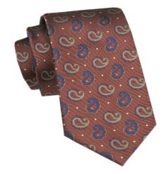 Elegancki Krawat Męski Angelo di Monti - Paisley na Brązowym Tle. Brązowe krawaty i muchy Angelo di Monti, bez wzorów, z tkaniny, eleganckie. Za 45.00 zł.