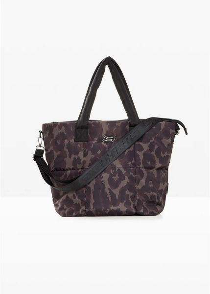 Torba shopper Sketchers. Czarne torebki shopper damskie bonprix, bez wzorów, z nadrukiem, bez dodatków. Za 169.99 zł.