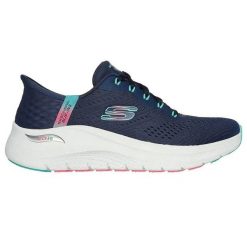 Damskie buty do biegania Skechers Arch Fit 2.0. Niebieskie obuwie sportowe damskie Skechers, bez wzorów, z materiału, do biegania. Za 443.50 zł.