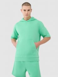 4F Bluza z krótkim rękawem z kapturem męska - zielona 3XL. Zielone bluzy męskie 4f, m, bez wzorów, z bawełny, z kapturem. W wyprzedaży za 79.99 zł.