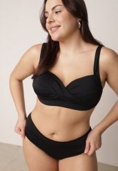 Czarne Bikini Dwuczęściowe Zabudowane na Grubych Ramiączkach z Regulacją Aroaete. Czarne bikini damskie Born2be, na lato, plus size, bez wzorów, plus size. Za 99.99 zł.