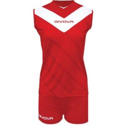 Damski komplet siatkarski koszulki + spodenki Kit Muro czerwono-biały. Białe koszulki sportowe damskie Givova, xl, bez wzorów, sportowe, do siatkówki. Za 112.25 zł.