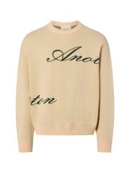 Another Cotton Lab Męski sweter z dzianiny - Signature Knit Mężczyźni Bawełna beżowy, XS. Brązowe swetry przez głowę męskie Another Cotton Lab, m, bez wzorów, z bawełny, bez kołnierzyka. Za 449.95 zł.