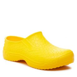 Klapki Dry Walker. Żółte klapki damskie Dry Walker, bez wzorów, bez obcasa. Za 59.99 zł.