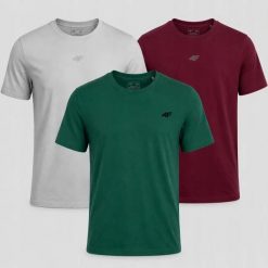 KOMPLET KOSZULEK MĘSKICH 4F ZESTAW T-SHIRT 3PAK. T-shirty męskie 4f, m, bez wzorów, z bawełny, sportowe, bez kołnierzyka. Za 117.99 zł.