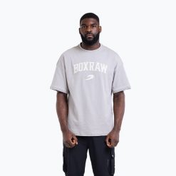 Koszulka męska Boxraw East Street Oversized T-Shirt. Szare t-shirty męskie BOXRAW, m, bez wzorów, z bawełny, eleganckie, bez kołnierzyka. Za 199.99 zł.