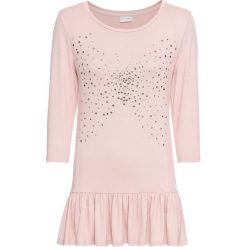 Shirt z motylem bonprix stary jasnoróżowy - motyl. Czerwone bluzki damskie bonprix, z aplikacjami, retro, bez kołnierzyka. Za 44.99 zł.