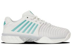 Buty sportowe - tenis - damskie - K-SWISS EXPRESS LIGHT 3 - biało-szare. Szare obuwie sportowe damskie K-SWISS, bez wzorów, na fitness i siłownię. Za 269.00 zł.