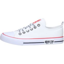 Białe tekstylne trampki damskie Big Star Kk274101. Białe trampki i tenisówki damskie Big Star, bez wzorów, z tkaniny, retro, bez zapięcia. Za 123.80 zł.