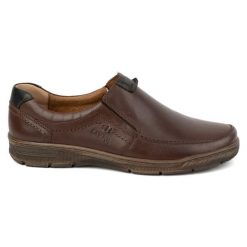 Kampol Buty męskie skórzane casual wsuwane 58KAM licowe brązowe. Brązowe półbuty na co dzień męskie ze skóry, casualowe, bez zapięcia. Za 367.89 zł.