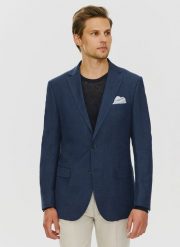 PAKO LORENTE – Lniana marynarka męska w kolorze granatowym. Marynarki męskie Pako Lorente, bez wzorów, ze lnu, casualowe. Za 329.99 zł.