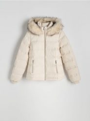 Pikowana kurtka - kremowy. Białe kurtki damskie Reserved, l, bez wzorów, z tkaniny, bez kaptura. W wyprzedaży za 199.99 zł.