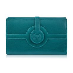 Portfel damski skórzany zielony duży skóra licowa ochrona RFID Paolo Peruzzi T-134-GR. Zielone portfele damskie bez wzorów, z materiału. Za 119.99 zł.