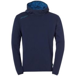 Bluza z kapturem Uhlsport Essential. Niebieskie bluzy sportowe męskie Uhlsport, xl, bez wzorów, z kapturem, na fitness i siłownię. Za 180.50 zł.