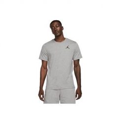 Koszulka sportowa męska Nike Air Jordan Jumpman Crew. Szare koszulki sportowe męskie Nike, l, bez wzorów, z bawełny, bez kołnierzyka, bez ramiączek, trekkingowe. Za 223.00 zł.