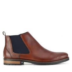 Botki Rieker. Brązowe botki męskie Rieker, bez wzorów, bez zapięcia. Za 307.99 zł.