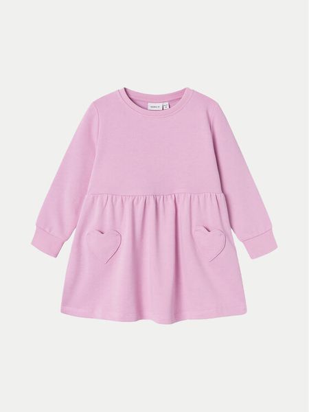 NAME IT Sukienka dzianinowa 13231933 Różowy Relaxed Fit. Czerwone sukienki dla dziewczynek Name it, bez wzorów, z dzianiny, bez ramiączek. Za 49.99 zł.
