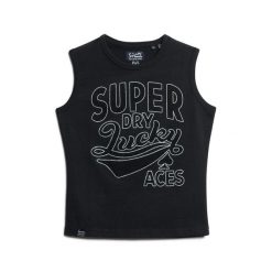 Damski wąski tank top Superdry Retro. Czarne bielizna termoaktywna damska Superdry., bez wzorów, bez ramiączek. Za 168.60 zł.