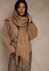 Brązowy Szalik Ozdobiony Frędzlami Owedela. Brązowe szaliki i chusty damskie Renee, bez wzorów, z jeansu, street. Za 39.99 zł.