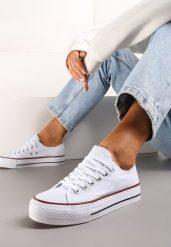 Białe Klasyczne Trampki Przed Kostkę Xarosa. Białe trampki i tenisówki damskie Renee, bez wzorów, z jeansu, klasyczne, przed kostkę, bez zapięcia. Za 44.99 zł.
