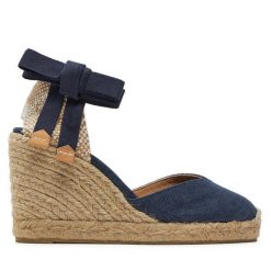 Espadryle Castañer. Niebieskie sandały damskie Castañer, bez wzorów, bez obcasa, bez zapięcia. Za 279.99 zł.