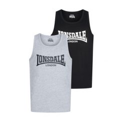Tank top Lonsdale Averham (x2). Czarne t-shirty męskie Lonsdale, xl, bez wzorów, z bawełny, bez kołnierzyka. Za 233.50 zł.