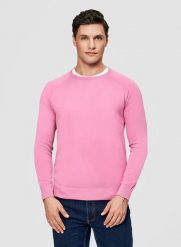 PAKO LORENTE – Różowy sweter męski o-neck. Czerwone swetry przez głowę męskie Pako Lorente, na wiosnę, l, bez wzorów, z bawełny, bez kołnierzyka. Za 199.99 zł.