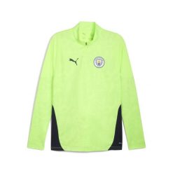 Męska bluza treningowa Manchester City z zamkiem 1/4 PUMA. Niebieskie bluzy męskie Puma, l, bez wzorów, bez kaptura, do piłki nożnej. Za 319.00 zł.