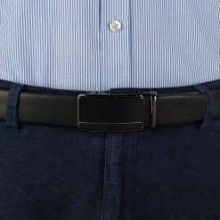 Pasek męski skórzany 3,5 cm klamra automatyczna Beltimore czarny 02-550 : Kolory - czarny, Rozmiar pasków - r.110-125 cm. Czarne paski damskie bez wzorów, ze skóry, wizytowe. Za 64.99 zł.