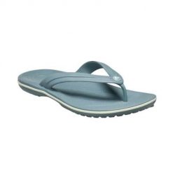 Japonki damskie Crocs Flip. Niebieskie klapki damskie Crocs, bez wzorów, z materiału, bez obcasa. Za 169.99 zł.