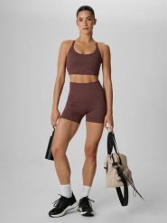 4F Legginsy krótkie treningowe bezszwowe damskie - brązowe M/L. Brązowe legginsy damskie 4f, l, bez wzorów, z podwyższonym stanem, krótkie, na fitness i siłownię. Za 119.99 zł.