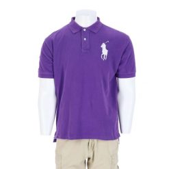 Męskie polo z krótkim rękawem fioletowe. Fioletowe buty sportowe męskie Ralph Lauren, l, bez wzorów, sportowe, bez ramiączek. Za 127.76 zł.
