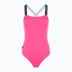 Strój kąpielowy EA7 Emporio Armani Logo Tape One Piece. Czerwone kostiumy jednoczęściowe damskie EA7 Emporio Armani, s, z aplikacjami, z elastanu, sportowe, na fitness i siłownię. Za 269.99 zł.