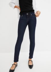 Dżinsy Skinny ze stretchem, mid waist. Niebieskie jeansy damskie bonprix. Za 109.99 zł.
