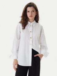 KARL LAGERFELD Koszula B1W11012 Biały Regular Fit. Białe koszule damskie KARL LAGERFELD, bez wzorów, z bawełny, biznesowe, bez kołnierzyka, bez ramiączek. Za 849.99 zł.