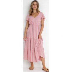 Różowa Sukienka z Wiskozy o Rozkloszowanym Kroju Folky. Czerwone sukienki damskie Born2be, na co dzień, l, bez wzorów, z wiskozy, eleganckie, bez kołnierzyka, bez ramiączek, midi, rozkloszowane. Za 59.99 zł.