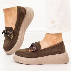 Brązowe skórzane półbuty damskie Filippo Dp8293/26. Brązowe mokasyny damskie Filippo, z dzianiny, casualowe. Za 269.00 zł.