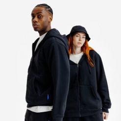 Bluza na suwak unisex Elementals. Czarne bluzy męskie Decathlon, m, bez wzorów, z bawełny, z kapturem. Za 199.99 zł.