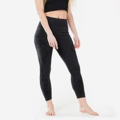 Legginsy Do Jogi Dynamicznej 7/8 Bezszwowe Czarne. Czarne legginsy sportowe damskie KIMJALY, xl, bez wzorów, z elastanu, na jogę i pilates. W wyprzedaży za 49.99 zł.