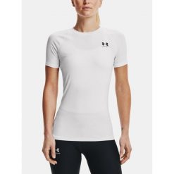 Koszulka treningowa damska Under Armour HeatGear Compression. Białe koszulki sportowe damskie Under Armour, xl, bez wzorów, sportowe, bez kołnierzyka. Za 152.95 zł.