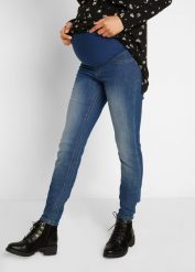 Jegginsy ciążowe z bawełną (2 pary), Skinny. Niebieskie legginsy damskie bonprix, bez wzorów, z bawełny. Za 239.99 zł.