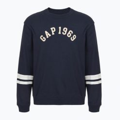 Bluza męska GAP Logo Piping Crewneck. Niebieskie bluzy męskie GAP, m, bez wzorów, bez kaptura. Za 149.99 zł.