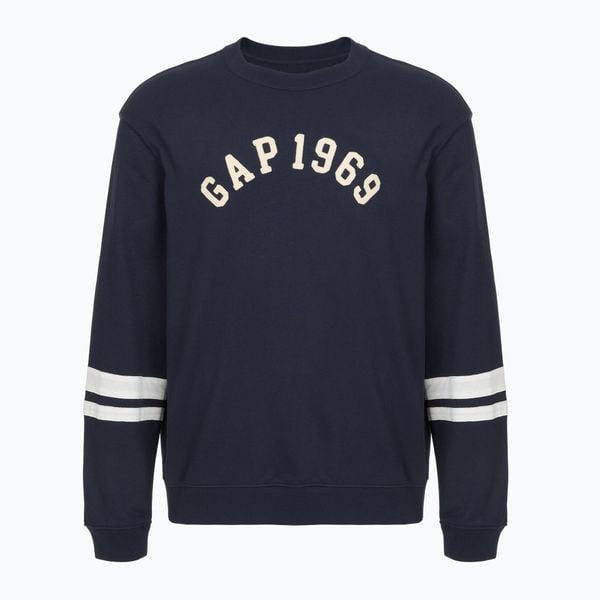 Bluza męska GAP Logo Piping Crewneck. Niebieskie bluzy męskie GAP, m, bez wzorów, z bawełny, bez kaptura. Za 149.99 zł.