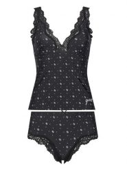 Guess Komplet bielizny O4BG01 KCF20 Czarny. Czarne piżamy damskie Guess, xl, z aplikacjami, z syntetyku, bez ramiączek. Za 279.99 zł.